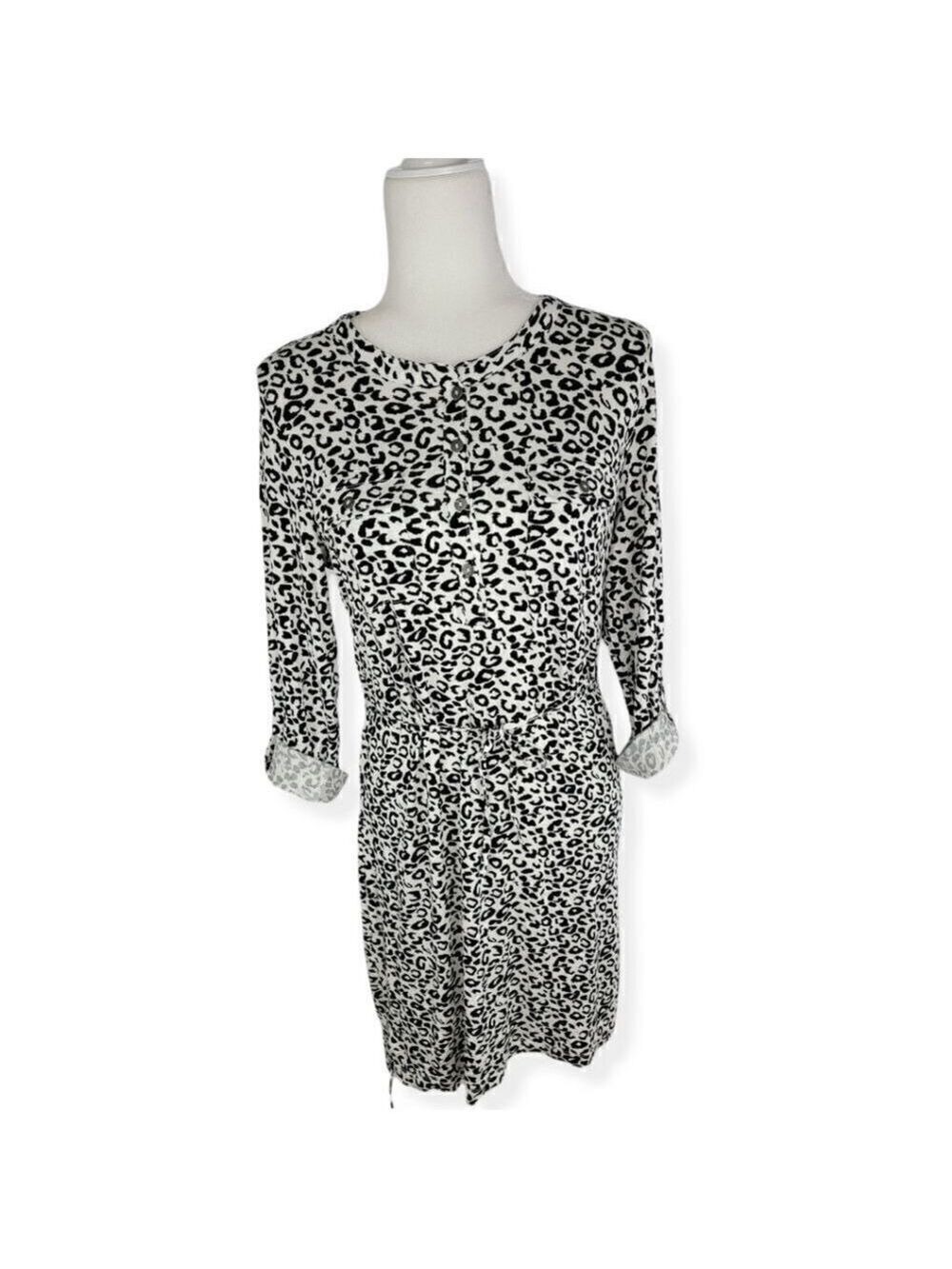 Simply Styled Black and White Cheetah Print Dress Small Petite NWT